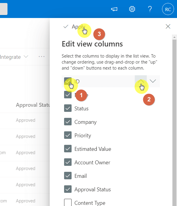 Make the ID column visible