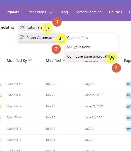 Configure page approval