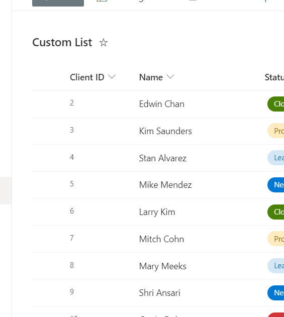 ID colum now Client ID