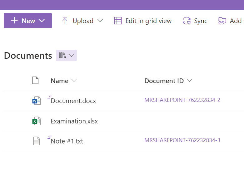 Document ID column preview