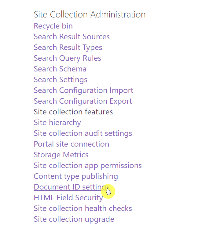 Document ID settings