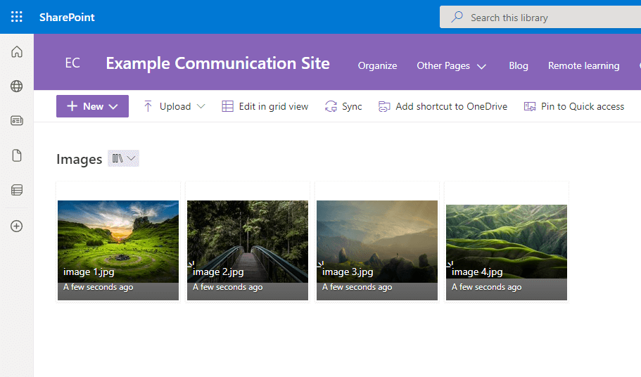 Modern library showing images in tiles