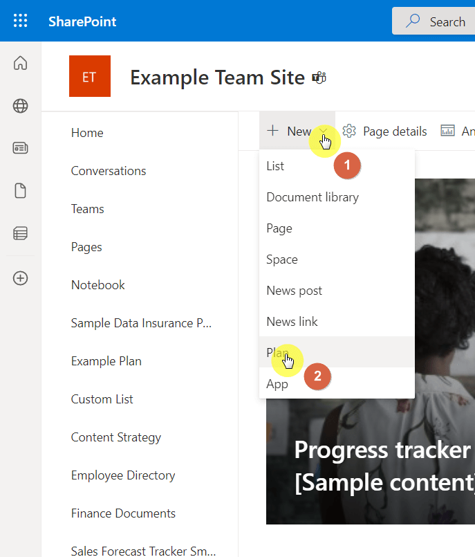 Create new plan from SharePoint