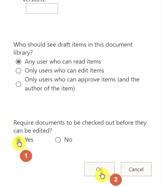 Require users to check out document