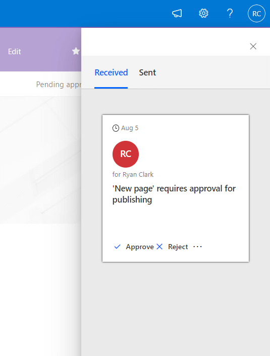 Approve/reject on submitted page