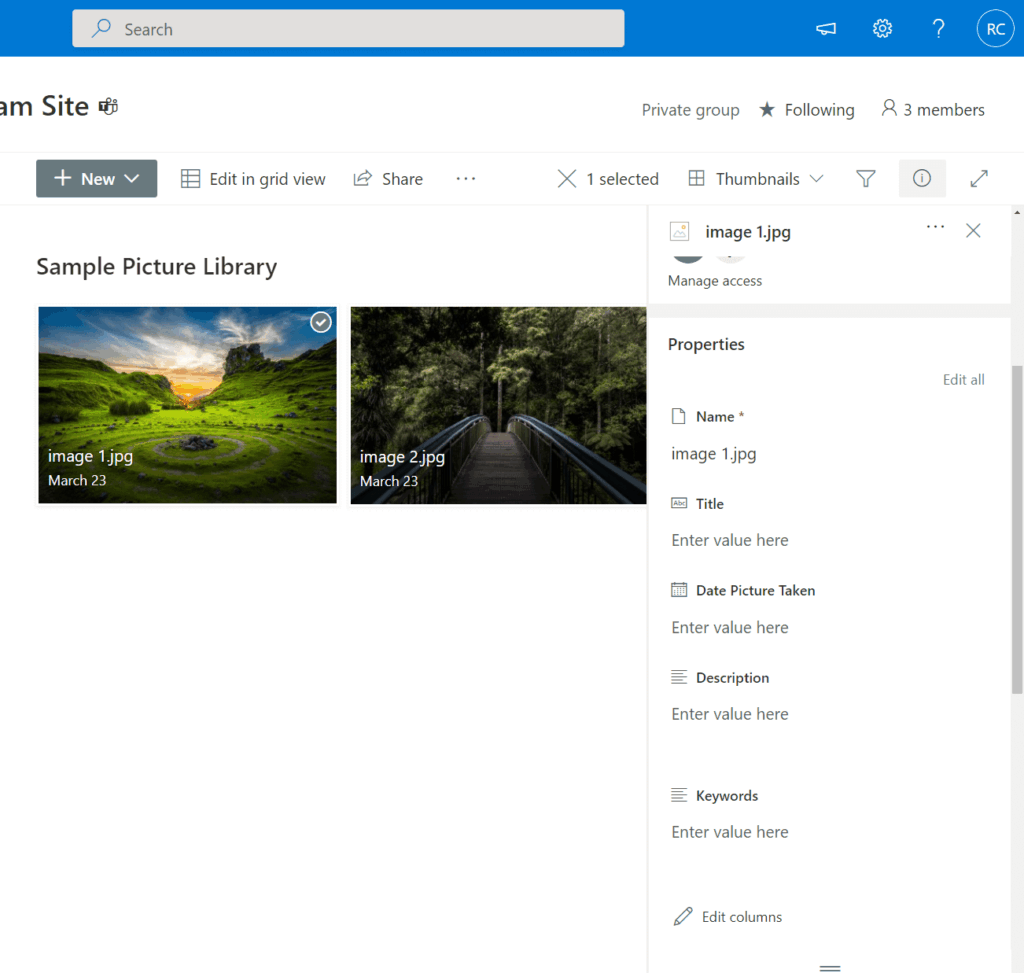 Picture library in SharePoint