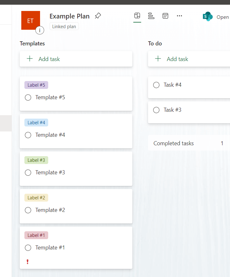 Task templates in Planner