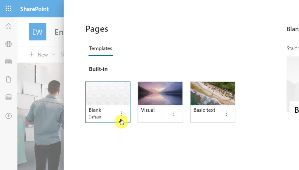 Blank page template