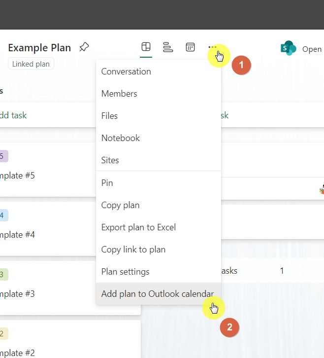 Add plan to Outlook calendar button
