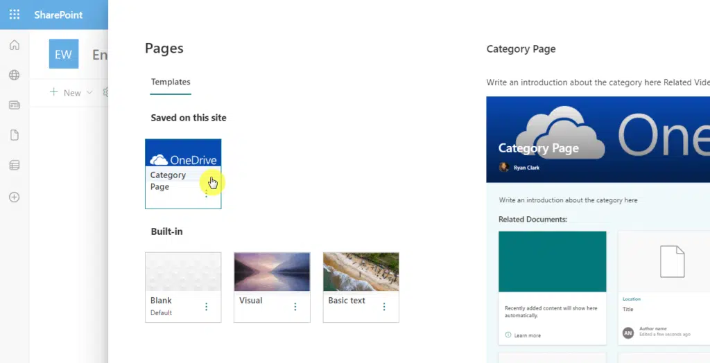 Select category page template