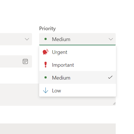 Priority: Urgent, Important, Medium, Low