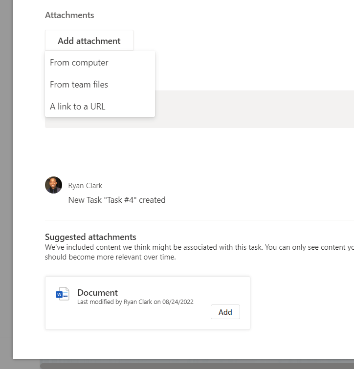Add an attachment to a task in Microsoft Planner