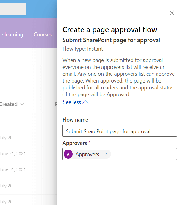 Approvers group in page approval