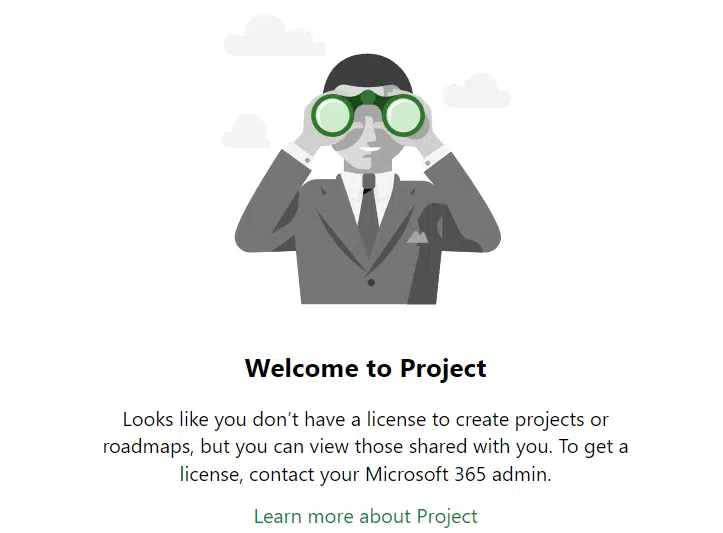 Looks like you don't have a license to create projects or roadmaps