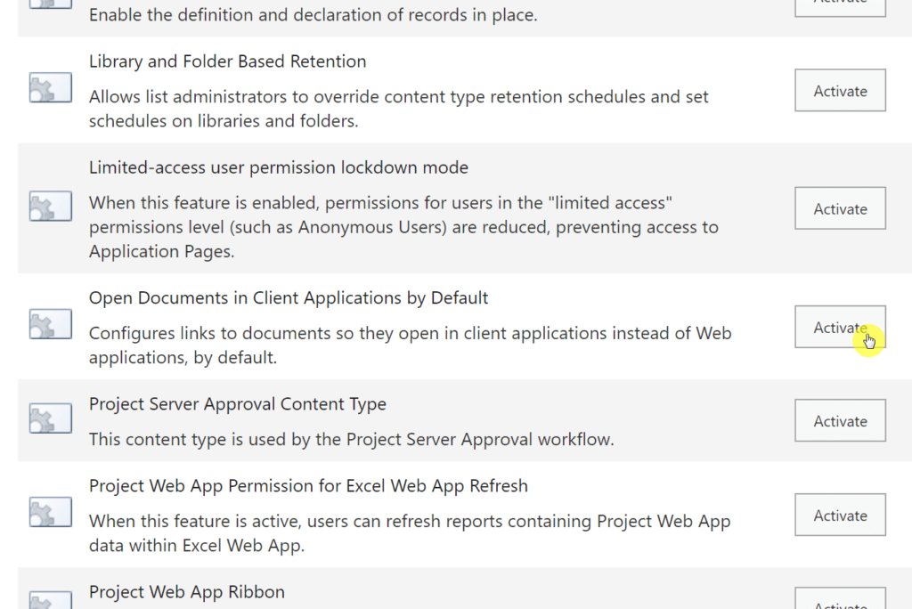 Activate open documents in client applications by default