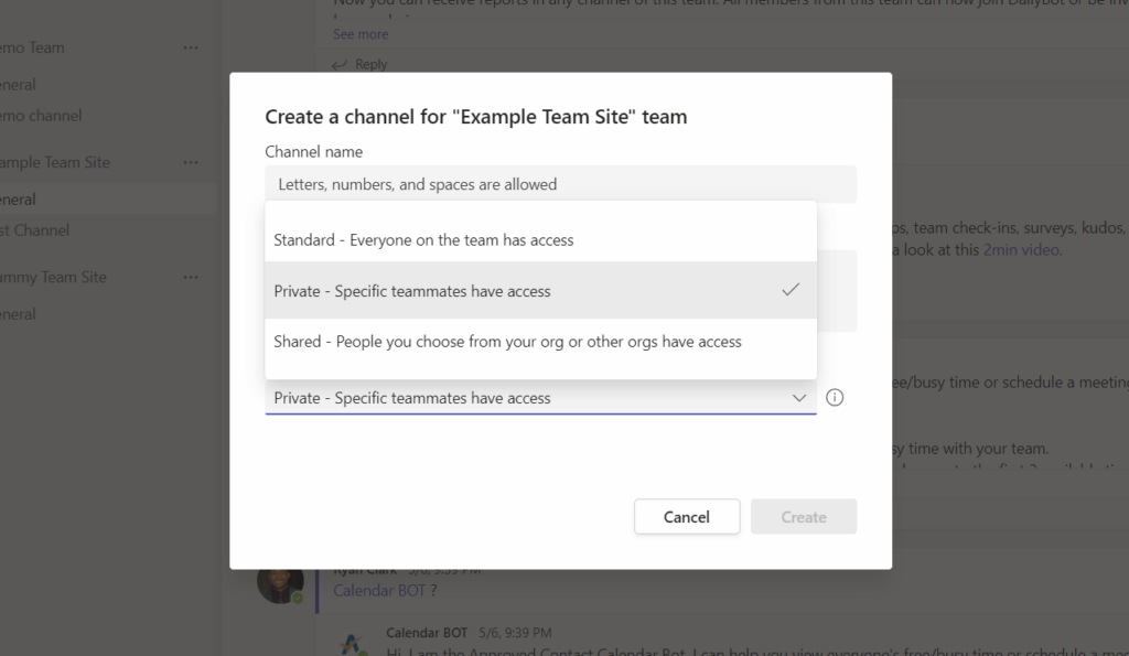 Private - Specific teammates have access