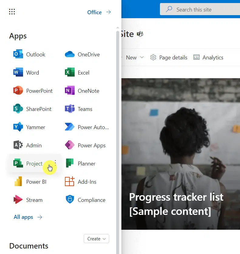 Project for the Web in the app launcher
