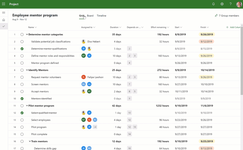 Grid view of Project for the Web