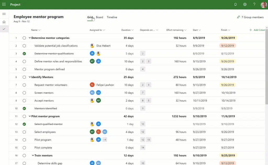 Grid view of Project for the Web