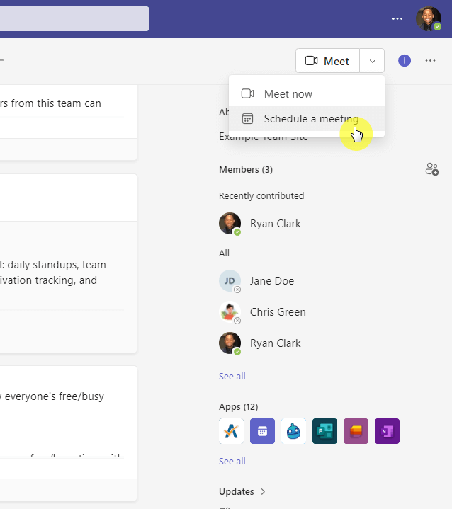 Schedule a meeting button