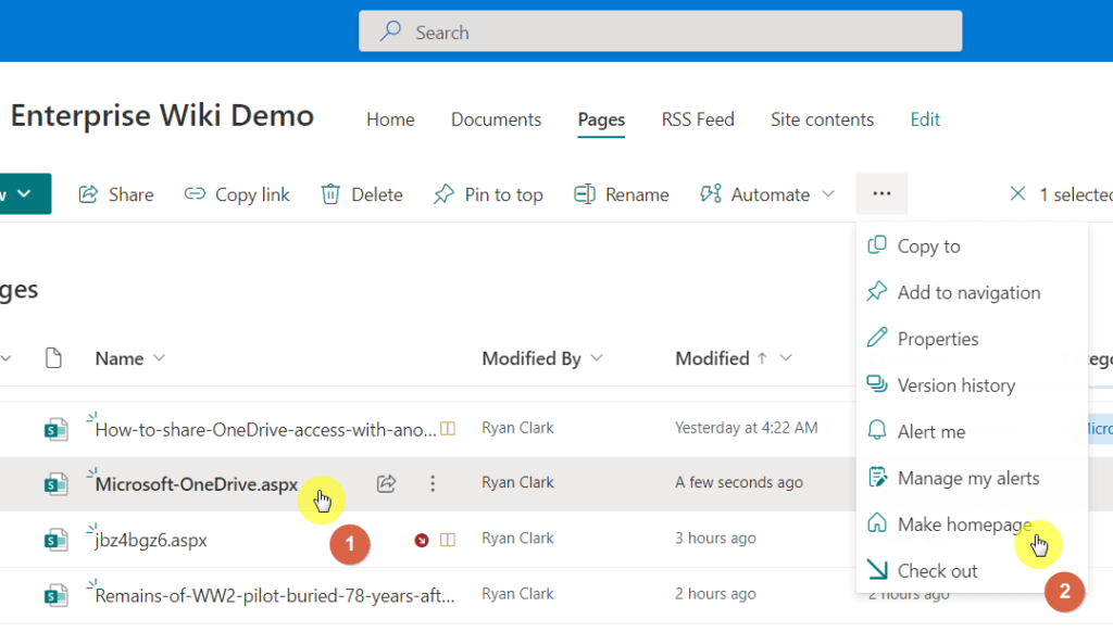 Command bar: Make homepage