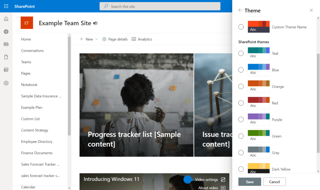 Change the look: Theme selection