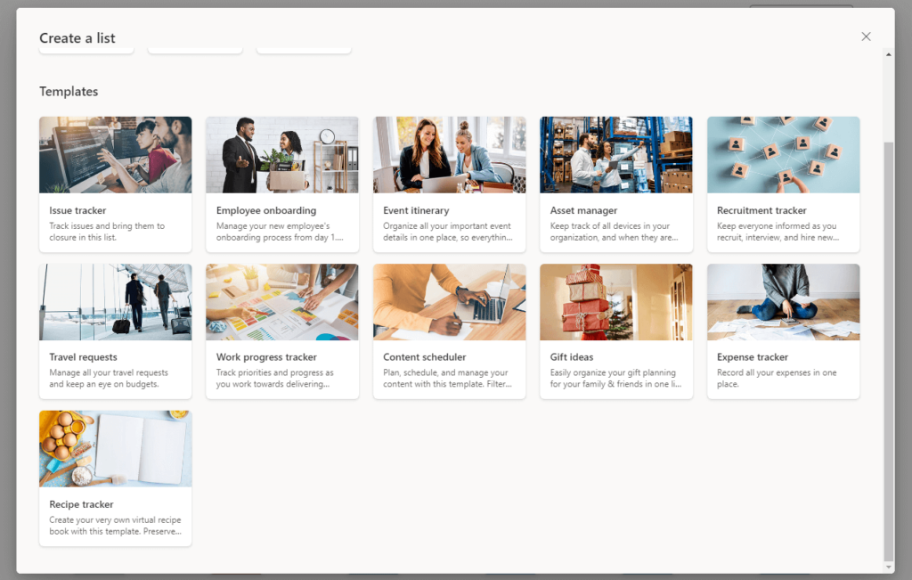 List templates