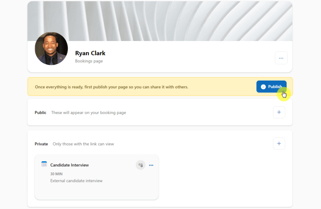 Publish booking page