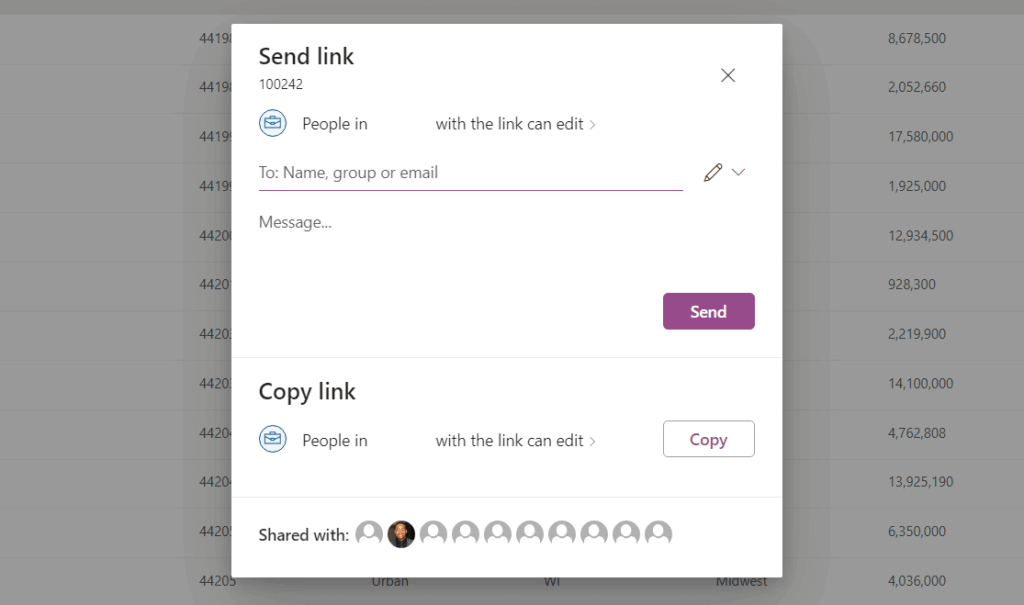Send link to others
