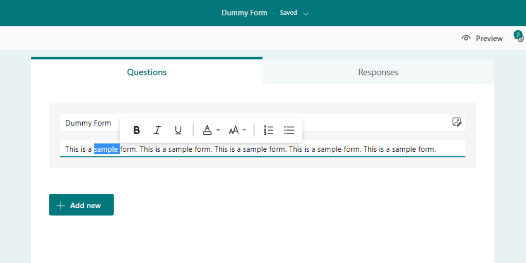 Edit form title and description