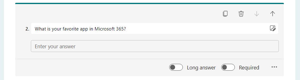 Text question in Microsoft Forms