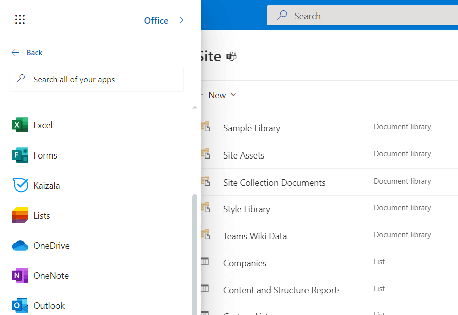Lists in Microsoft 365 app launcher