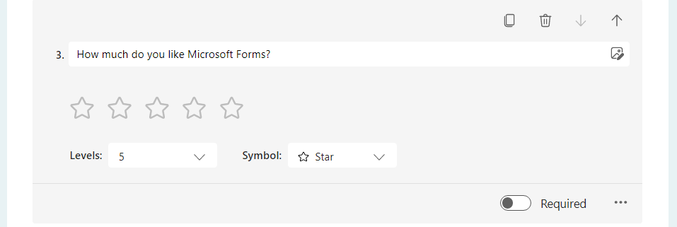 Rating question in Microsoft Forms