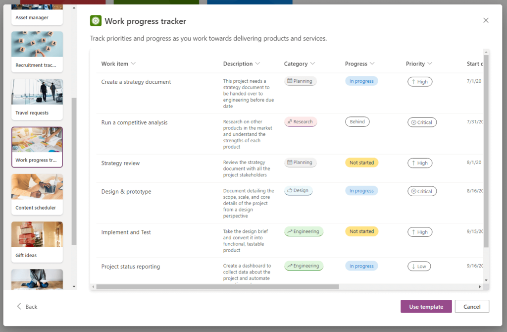Work progress tracker