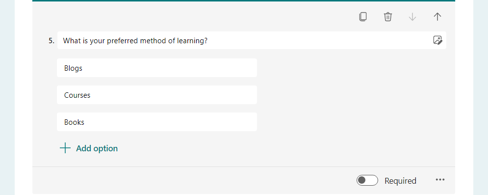 Ranking question in Microsoft Forms