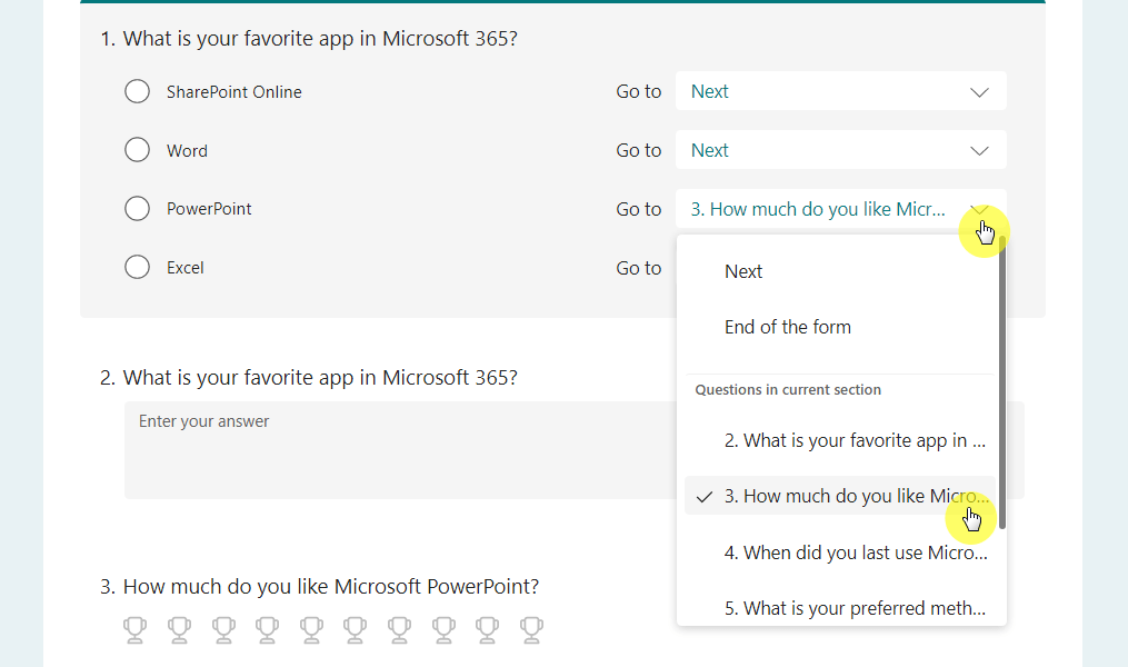Go to question #3