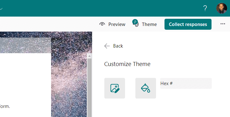 Customize theme panel in Microsoft Forms