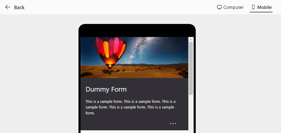 Mobile device preview