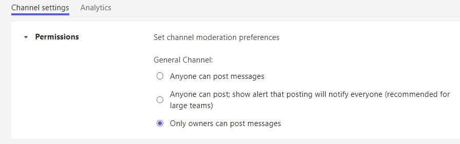 Only owners can post messages