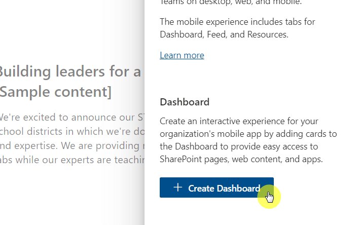 Create dashboard