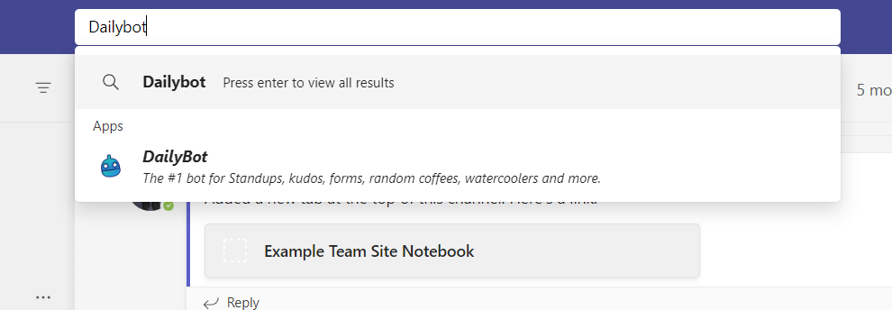 Search for Dailybot on Teams app