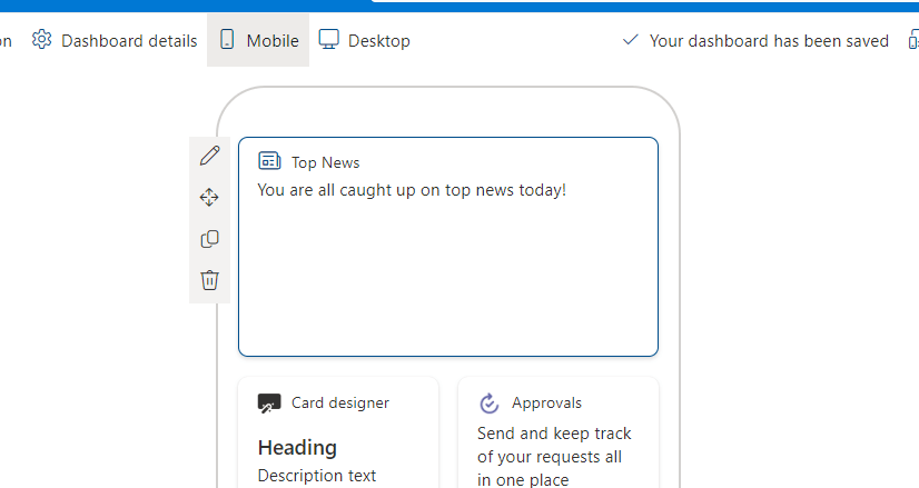 Dashboard designer page