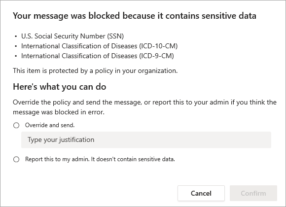 Your message was blocked because it contains sensitive data.