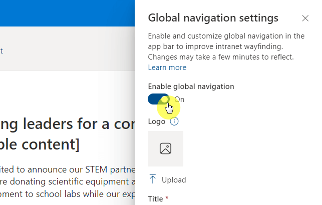 Enable global navigation