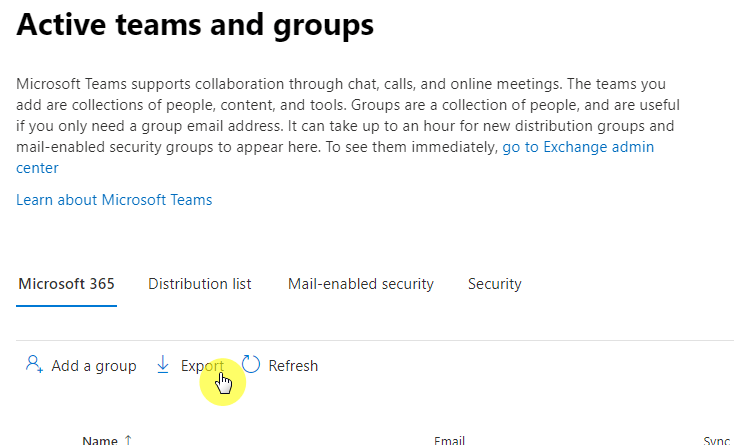 Export button