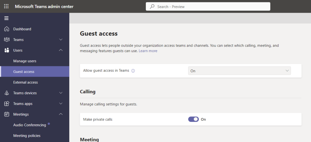 Guest access lets people outside your organization access teams and channels.