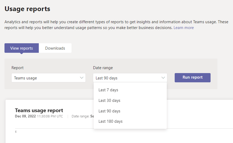 Run usage reports