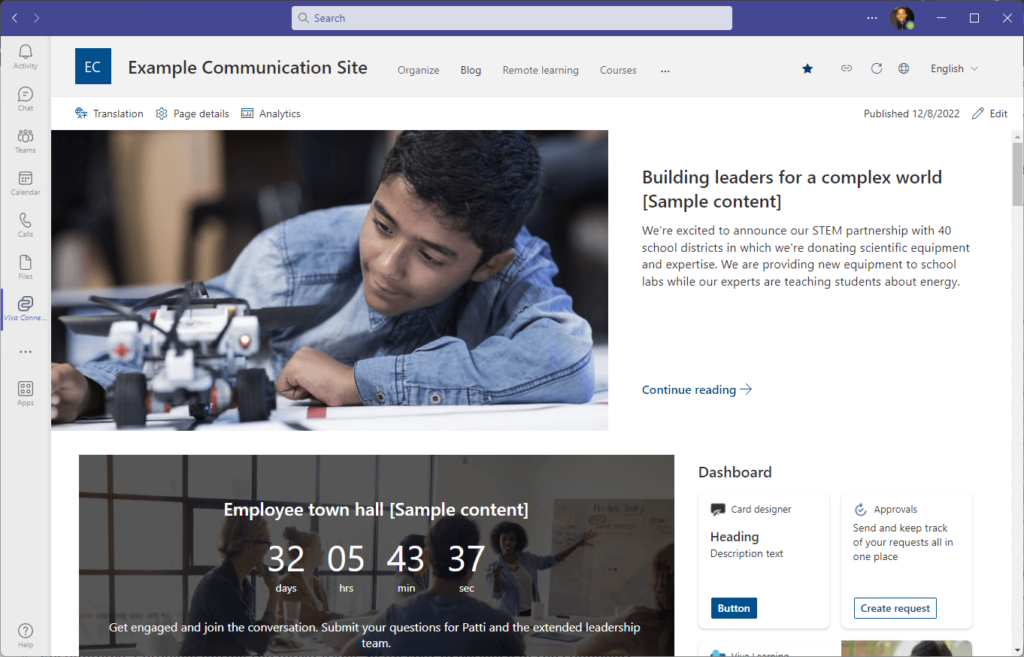 Viva Connections and Teams integration
