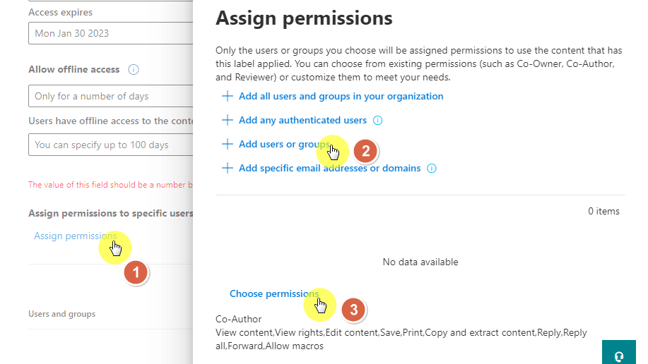 Assign permissions to specific users and groups - sensitivity labels