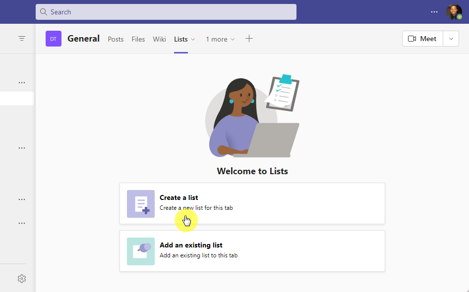 Create a new list for this tab